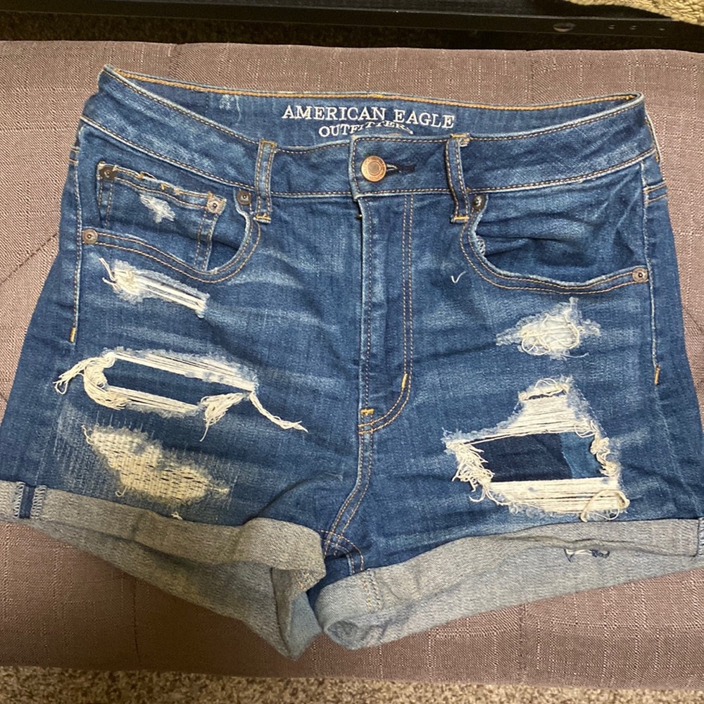 American Eagle Super Hi-Rise Shortie Jean Shorts